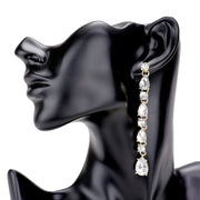Round Teardrop Stone Link Evening Earrings