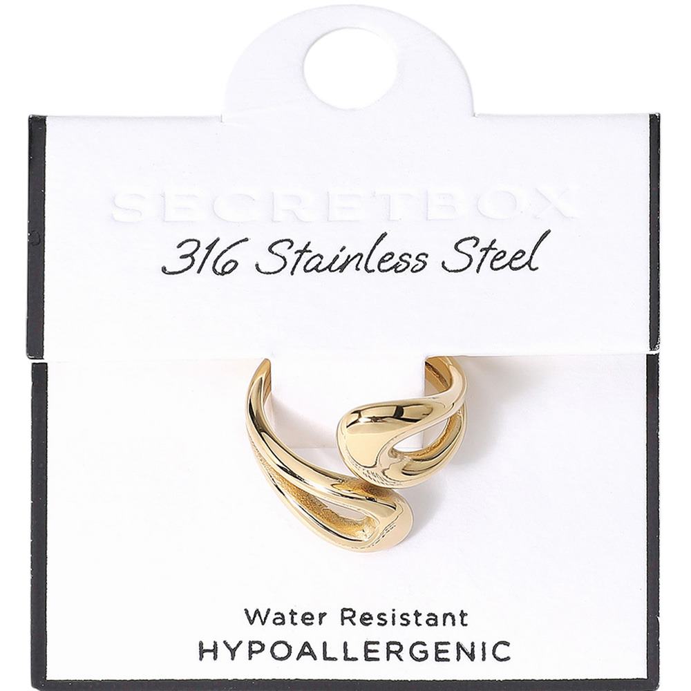 SECRET BOX Hypoallergenic Stainless Steel Teardrop Ring