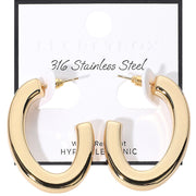 SECRET BOX_Stainless Steel Oval Hoop Earrings