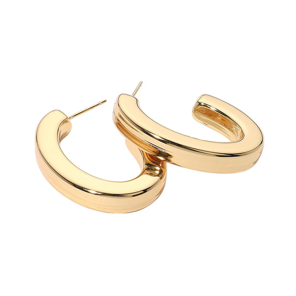 SECRET BOX_Stainless Steel Oval Hoop Earrings