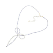 SECRET BOX_Stone Pointed Faceted Beaded Bow Necklace