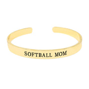 Softball Mom Gold Dipped Metal Cuff Bracelet