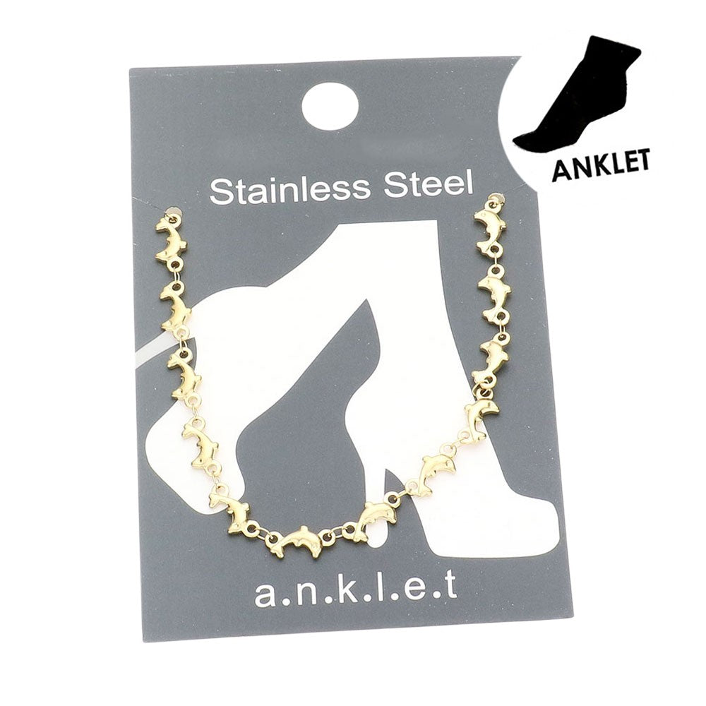 Stainless Steel Dolphin Link Anklet