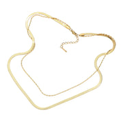Stainless Steel Herringbone Chain Layered Necklace