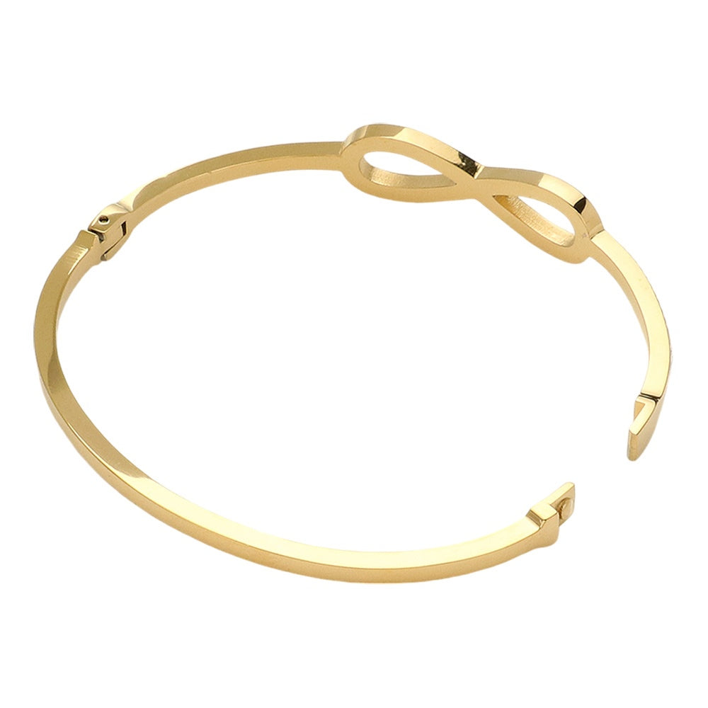 Stainless Steel Stone Paved Infinity Hinged Bangle Bracelet