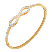 Stainless Steel Stone Paved Infinity Hinged Bangle Bracelet