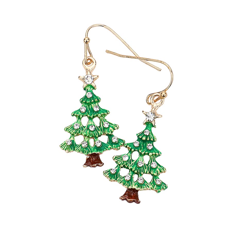 Stunning Christmas Tree Dangle Earrings