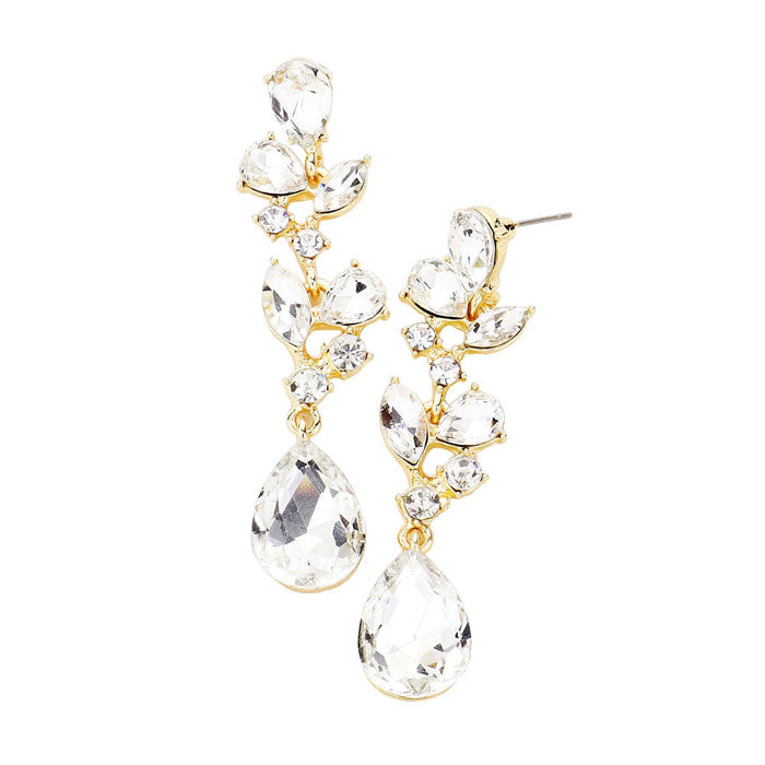 Teardrop Stone Dangle Evening Earrings
