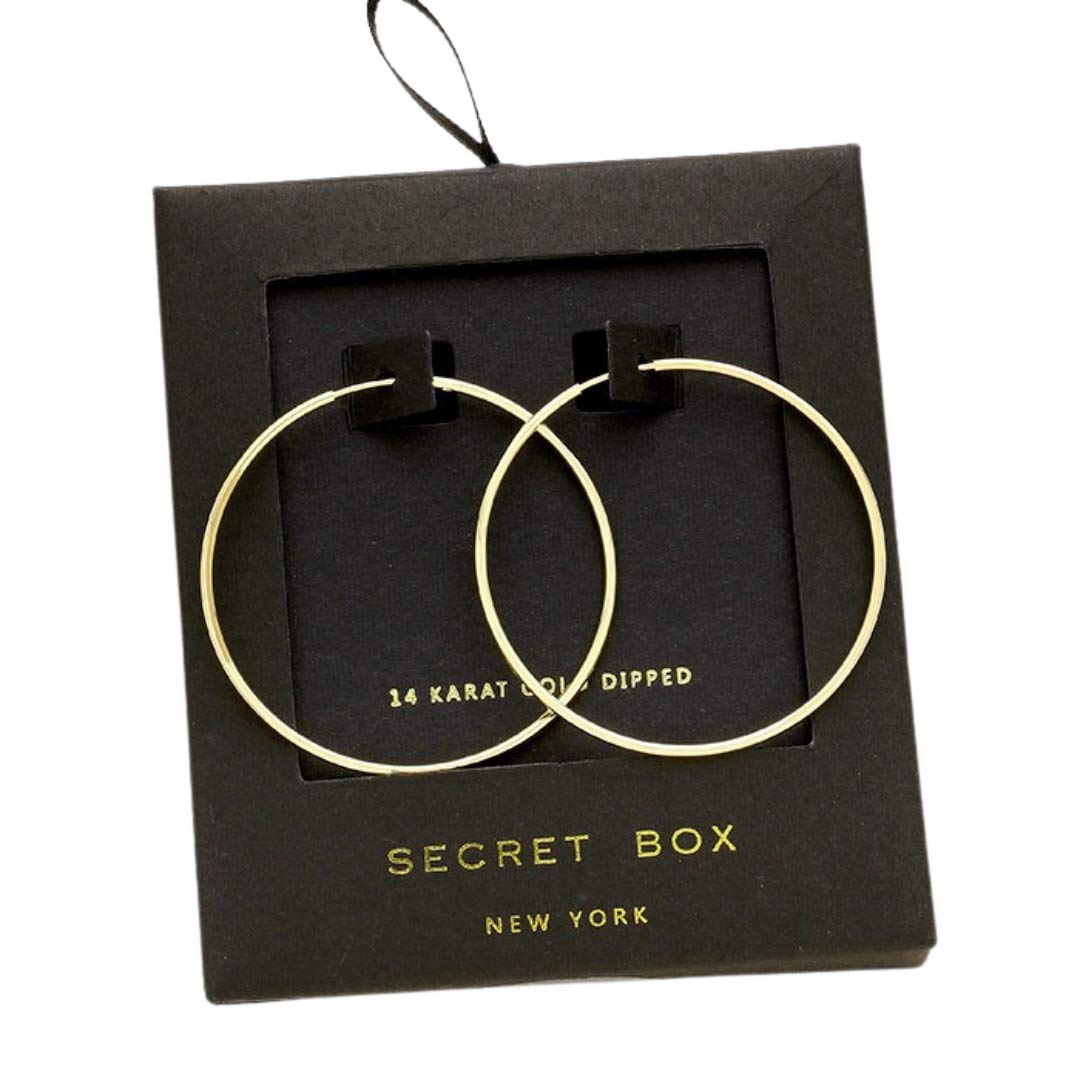Stunning Secret Box Sterling Silver Dipped Metal Hoop Earrings
