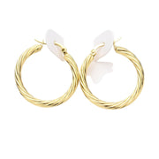 Twisted Stainless Steel Hoop Pin Catch Earrings