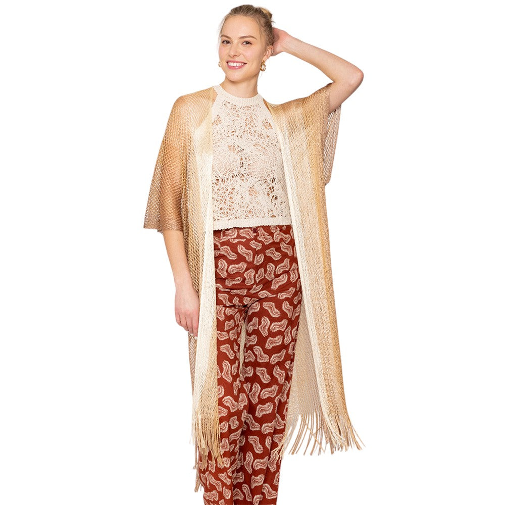 Two Tone Lurex Kimono Poncho