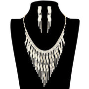 Wavy Fringe Crystal Rhinestone Necklace