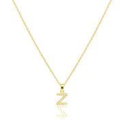 Z Stainless Steel CZ Stone Paved Monogram Pendant Necklace