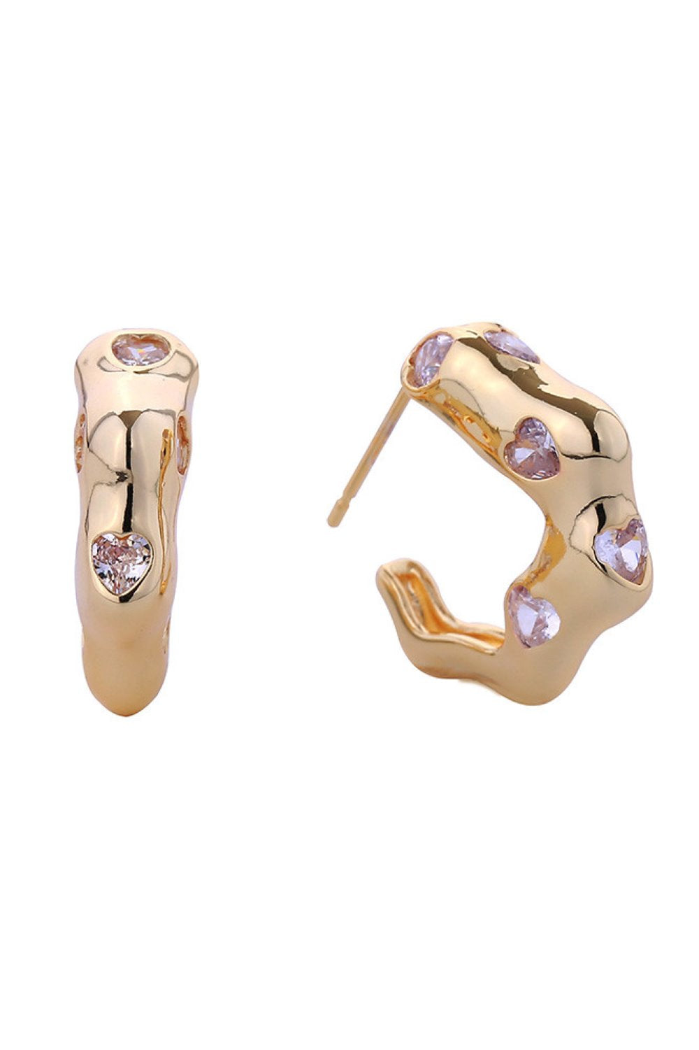 14K Abstract Hoop Post Earrings