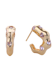 14K Abstract Hoop Post Earrings