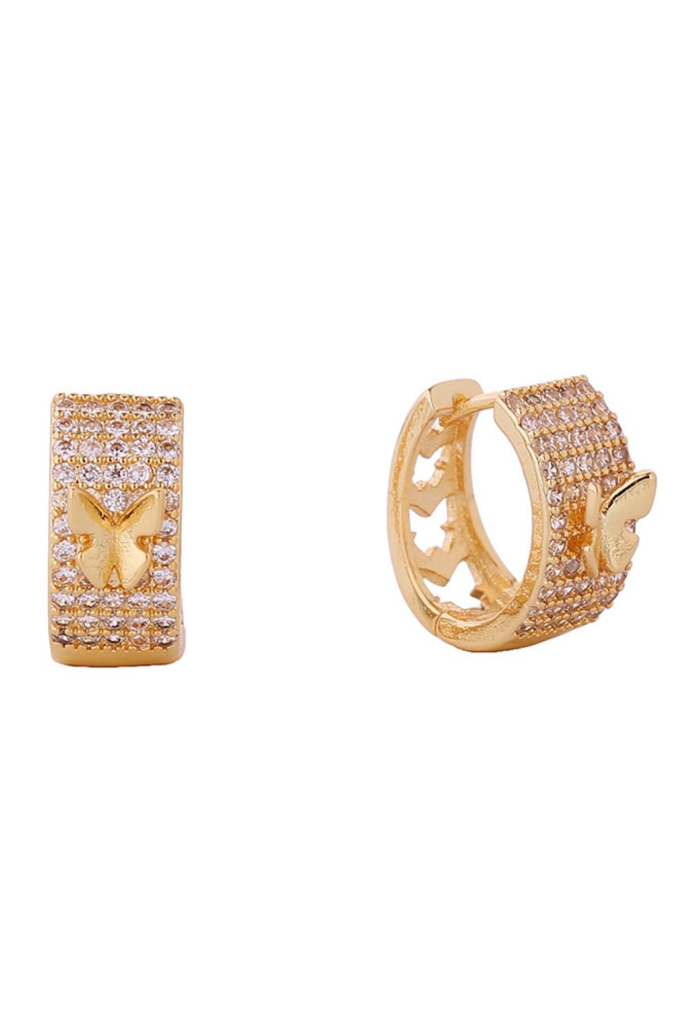 14K Artistic Butterfly Huggie Earrings