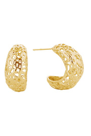 14K Artsy Cutout Hoop Post Earrings