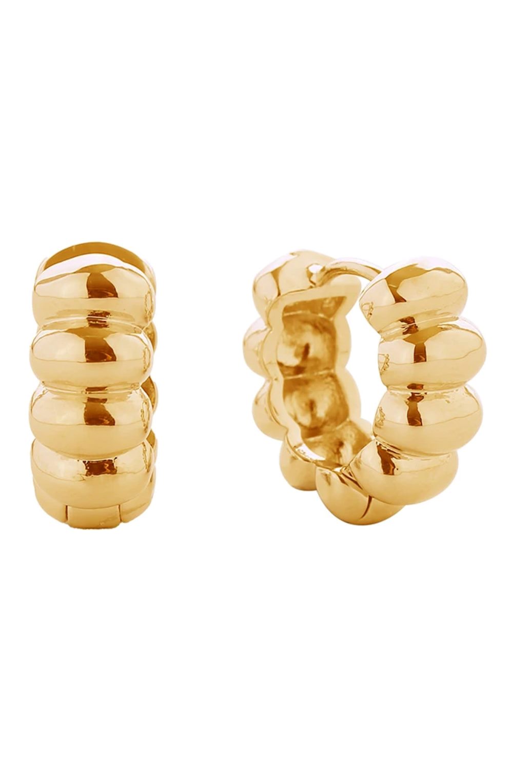 14K Balloon Link Huggie Hoop Earrings