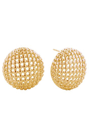 14K Beaded Circle Post Earrings