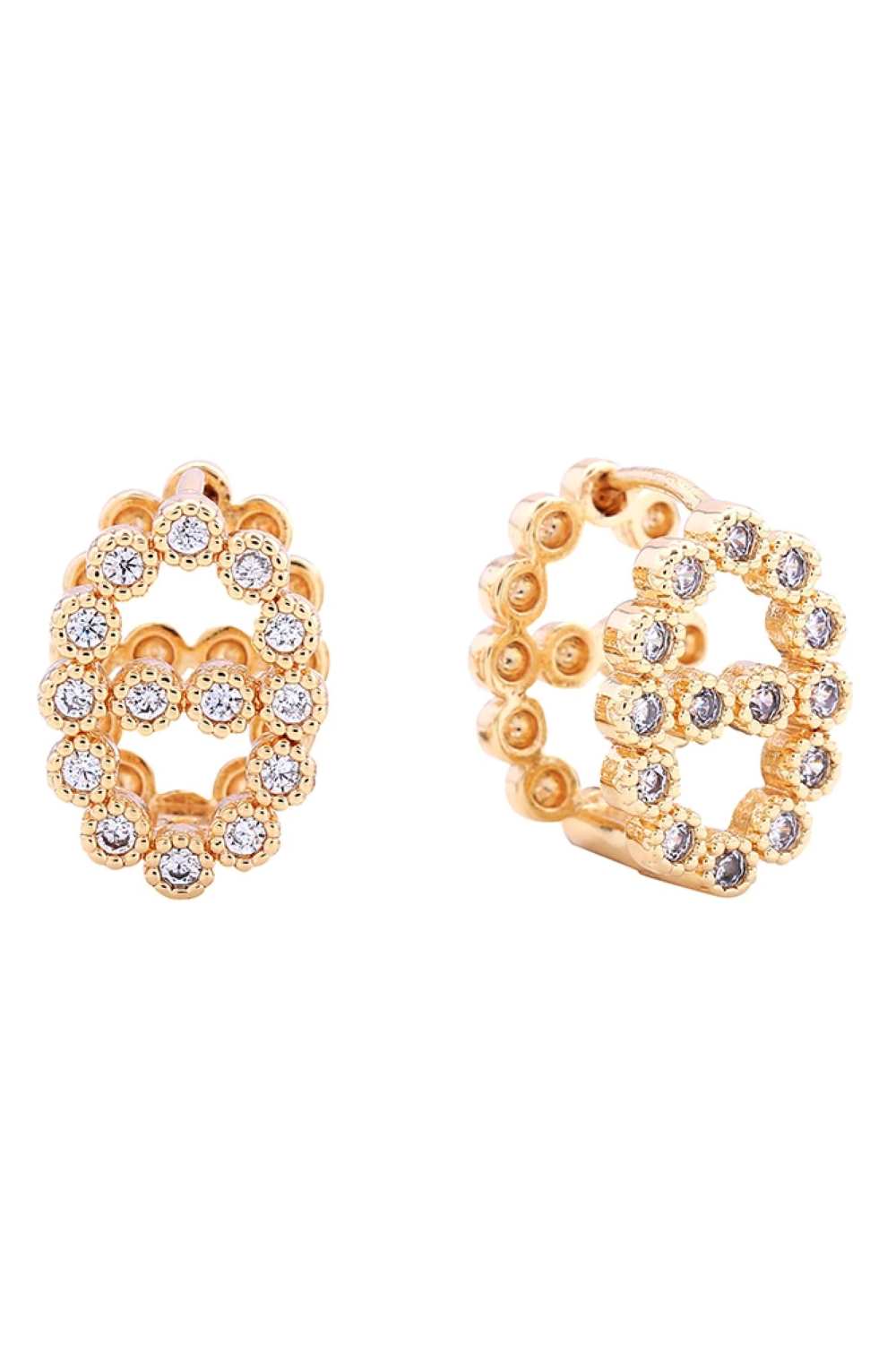14K Bling Farandole Pave CZ Huggie Earring
