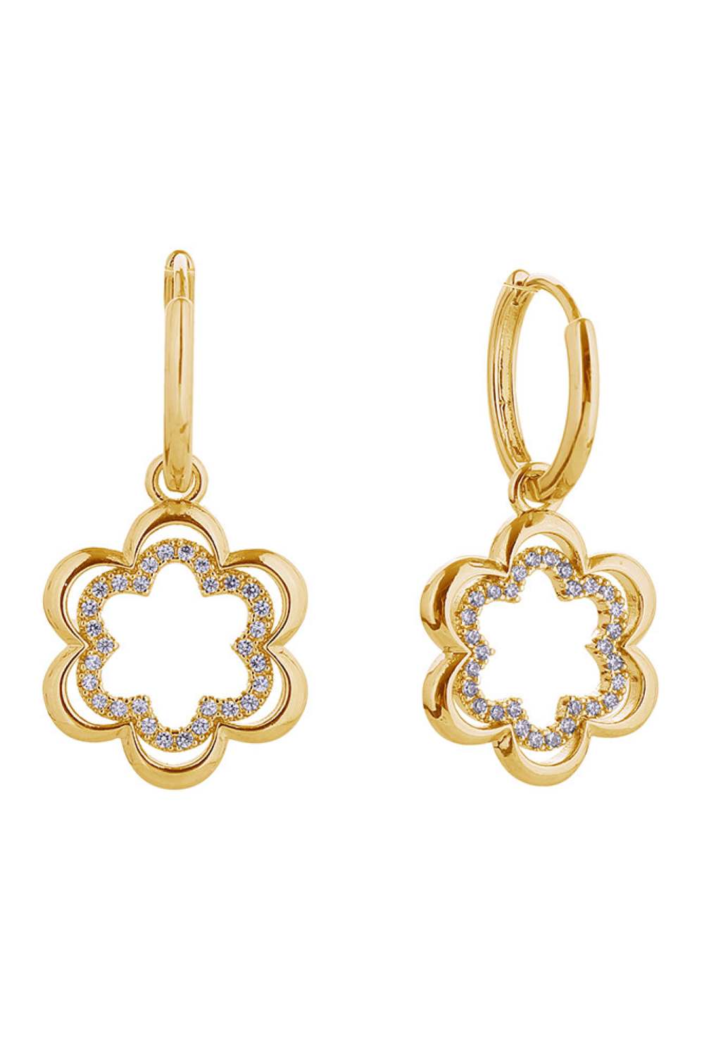 14K Blooming Drop Huggie Earrings