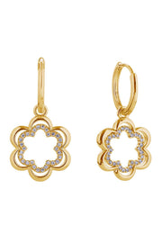 14K Blooming Drop Huggie Earrings