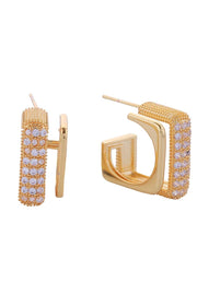 14K Bold Square Pave CZ Post Earring