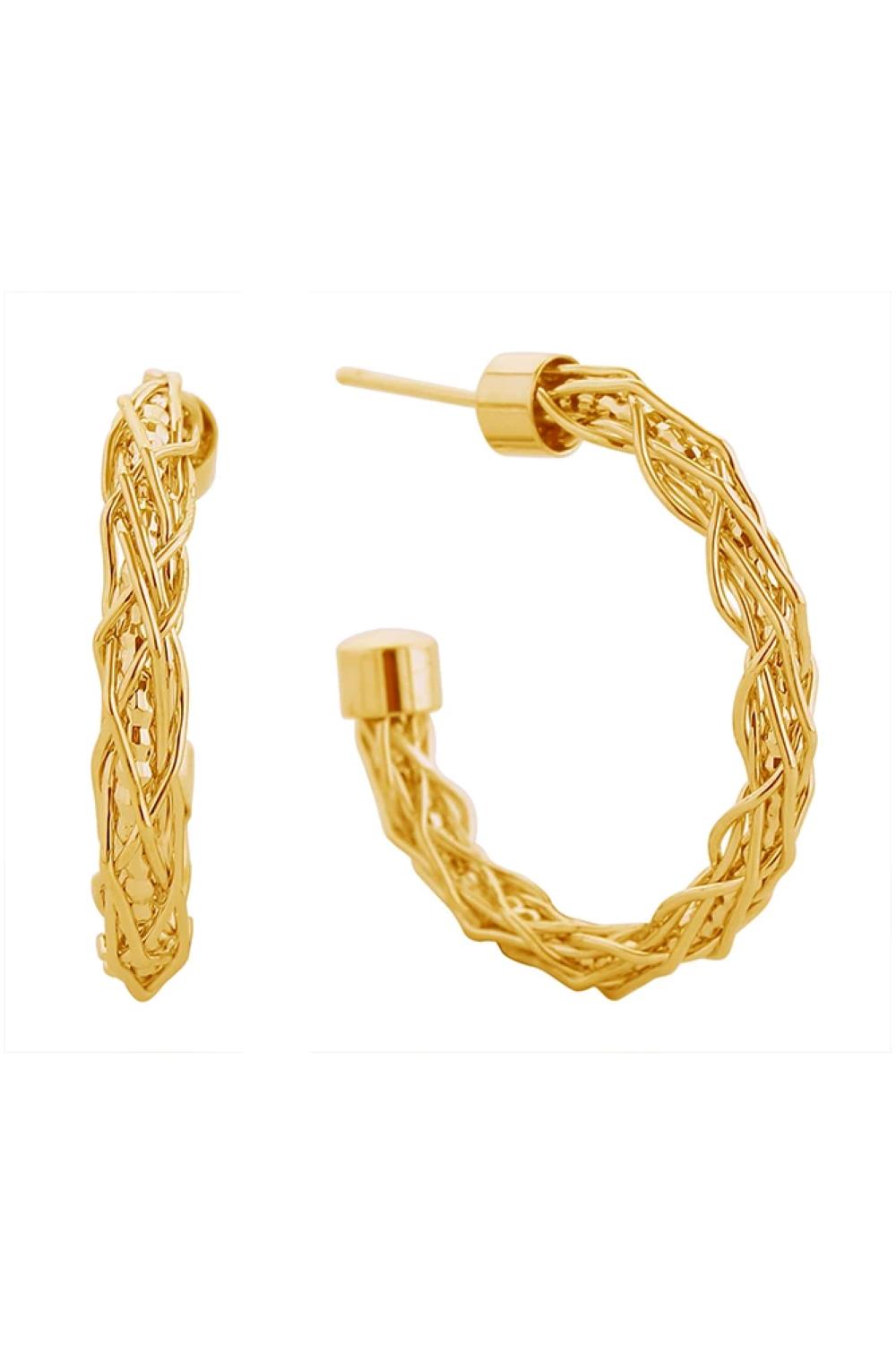 14K Braided Open Hoop Post Earring