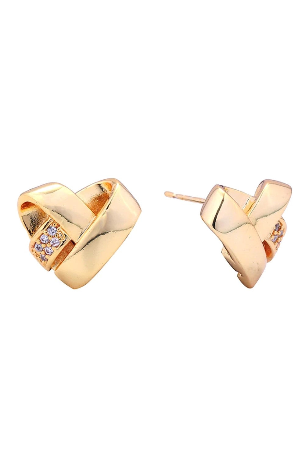 14K Broken Heart Pave CZ Post Earring
