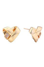 14K Broken Heart Pave CZ Post Earring