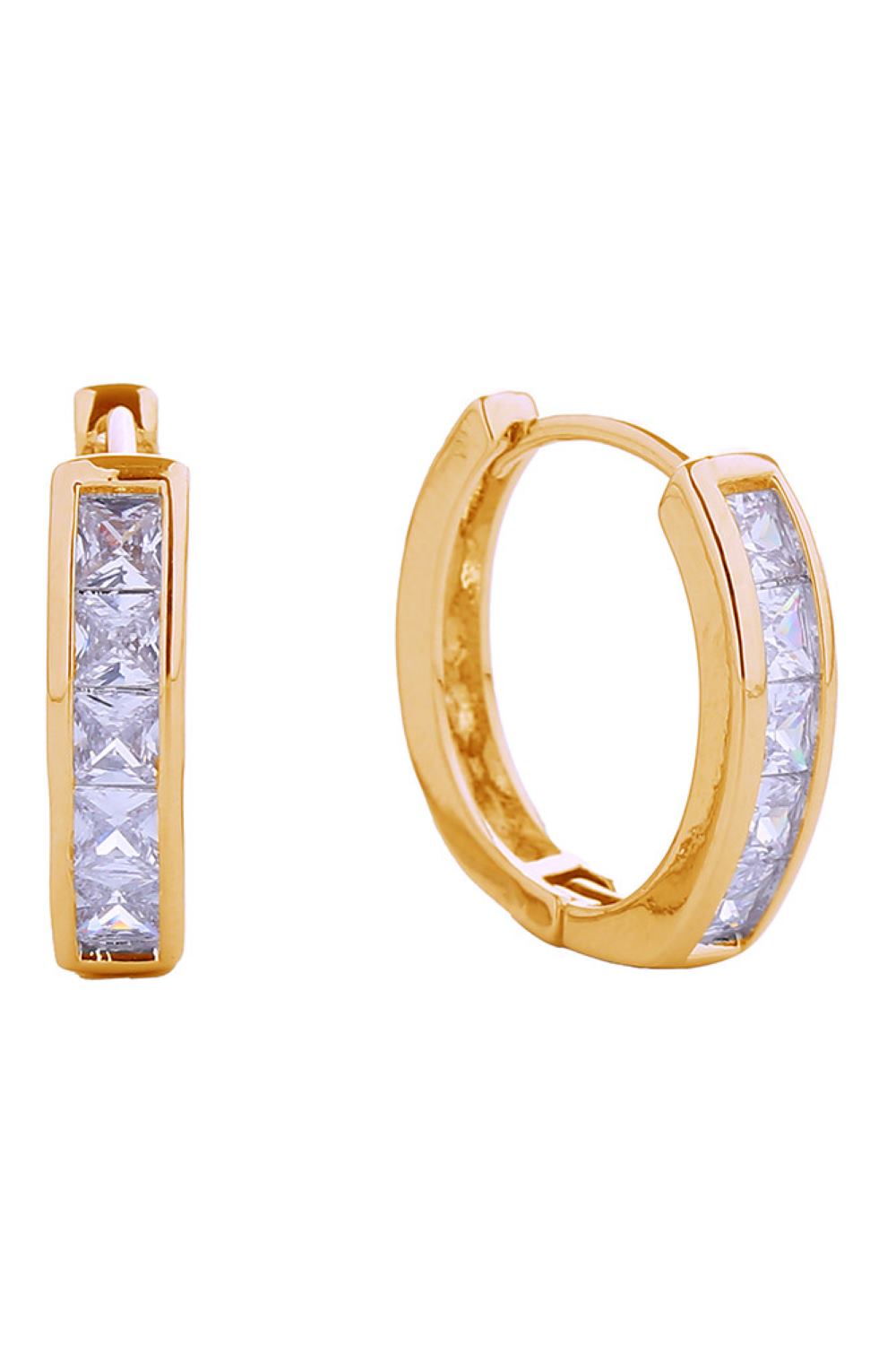 14K Cascade Pave CZ Huggie Earrings