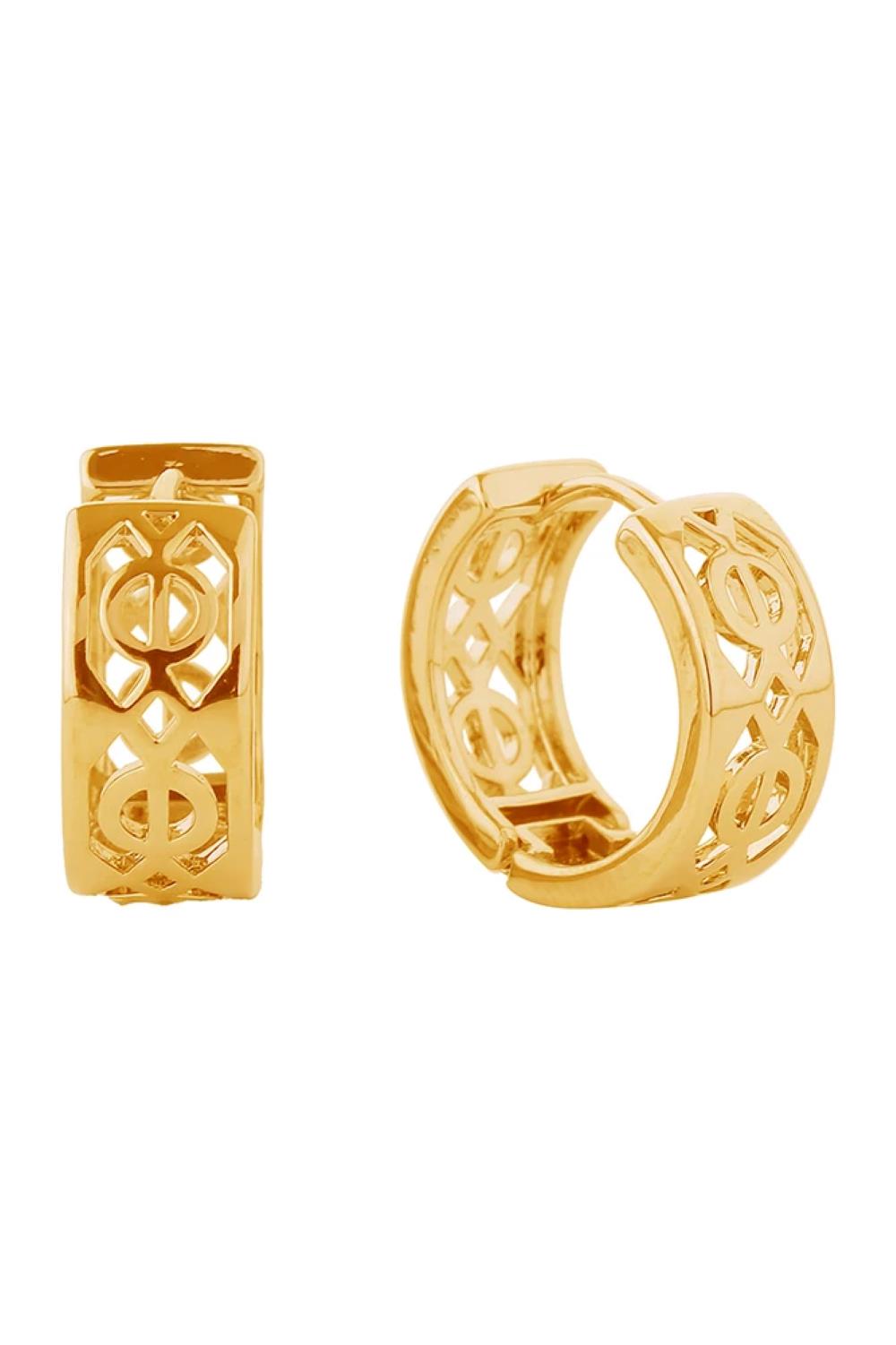 14K Celtic Cutout Huggie Earrings