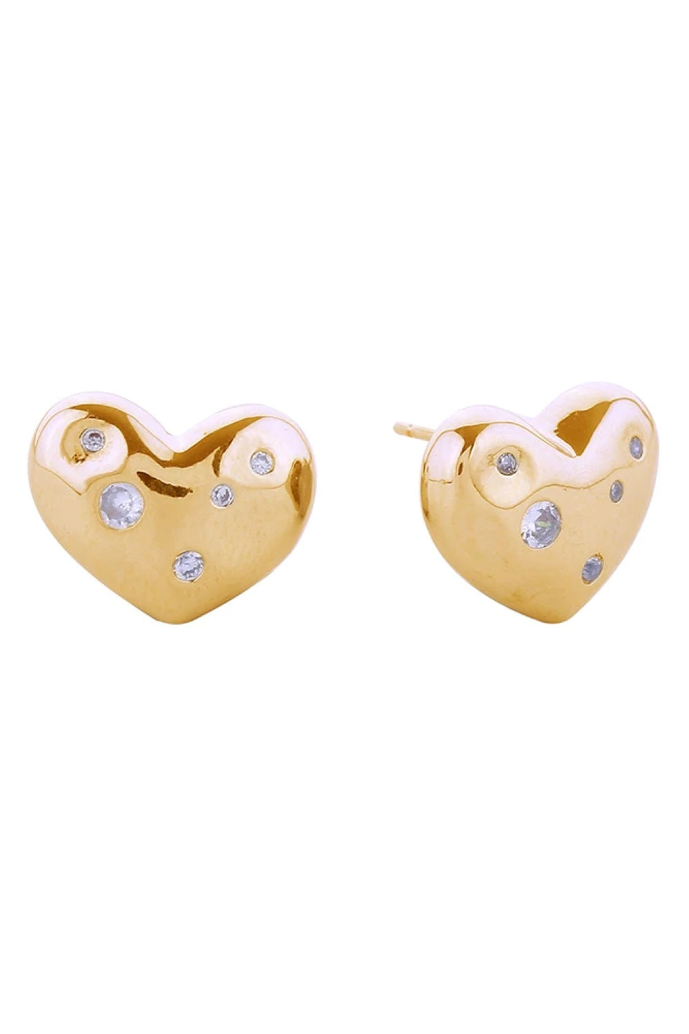 14K Chic Pave CZ Heart Post Earrings