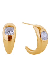 14K Chunky CZ Inset Post Earrings
