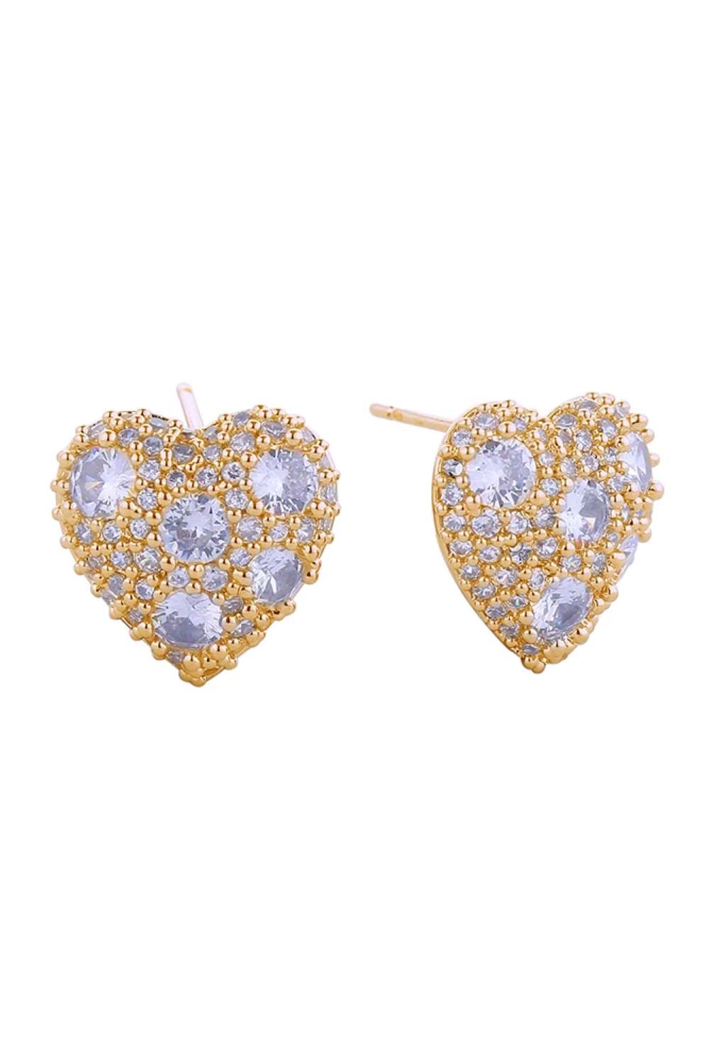 14K Cluster CZ Heart Post Earrings