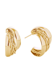14K Crossover Hoop Post Earrings