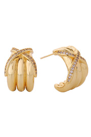 14K Crossover Pave CZ Post Earrings