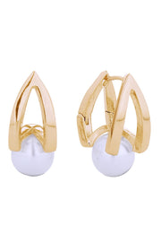 14K Cultured Pearl Huggie Earrings