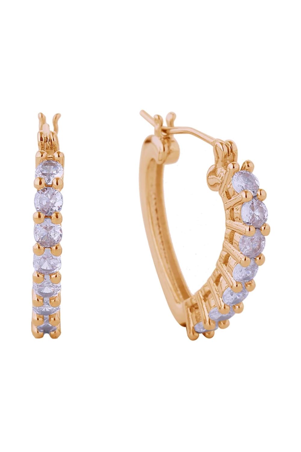 14K Cupid Pave CZ Pincatch Earrings
