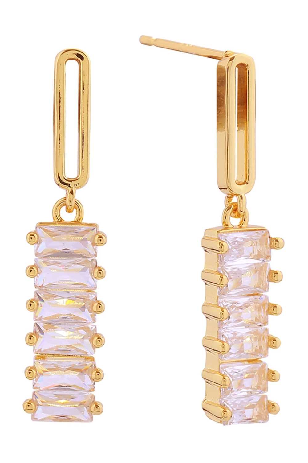 14K Dangling Pave CZ Post Earring