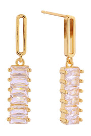14K Dangling Pave CZ Post Earring