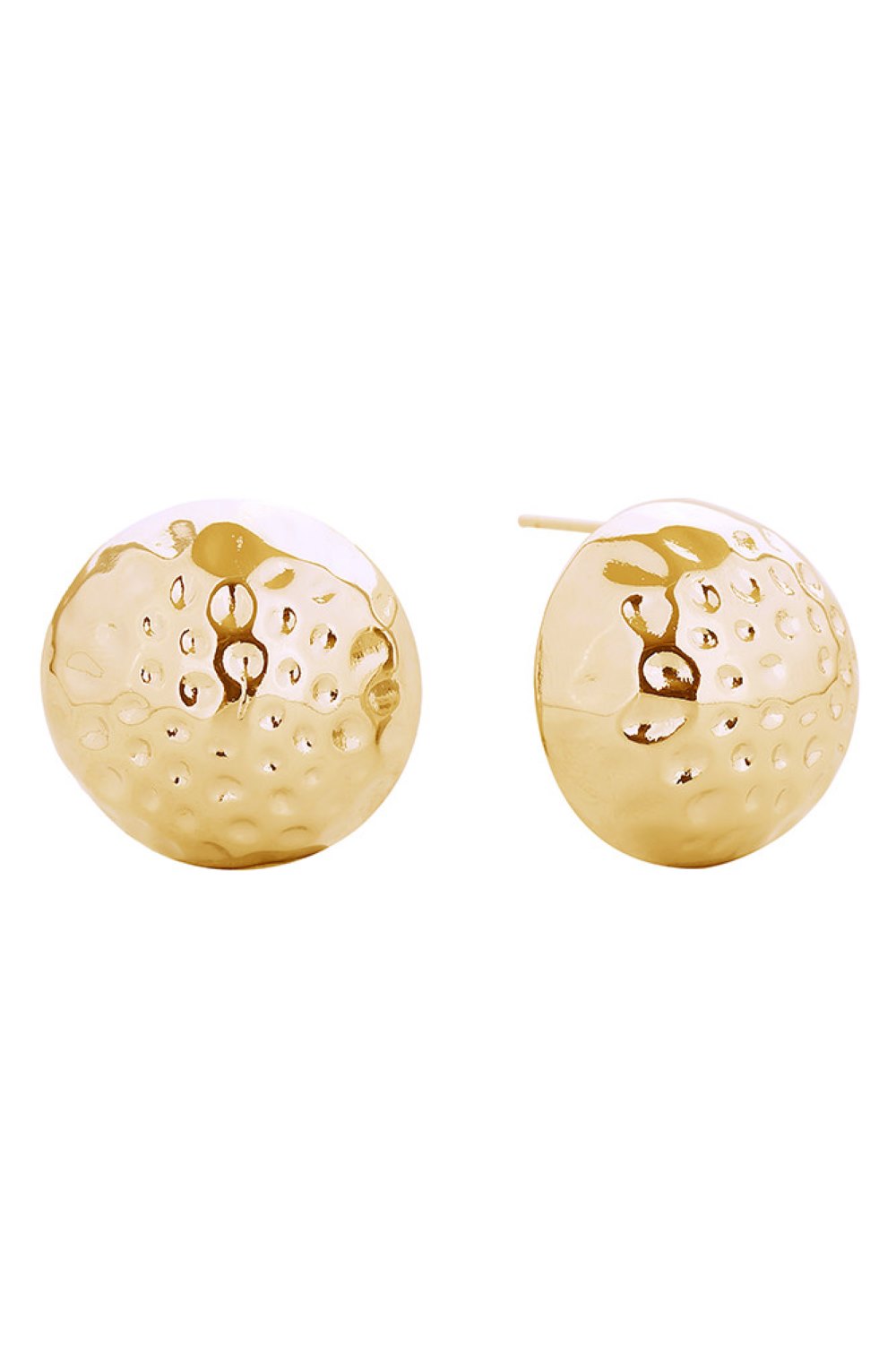 14K Dimpled Round Stud Earrings