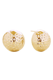 14K Dimpled Round Stud Earrings