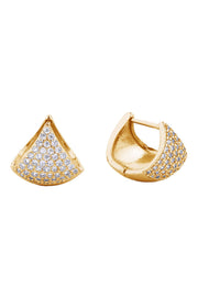 14K Dipped Huggie Earring Cz Paved Earring