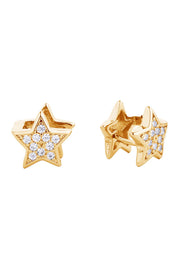 Luxurious 14K Dipped Huggie Earring Cz Paved Earring
