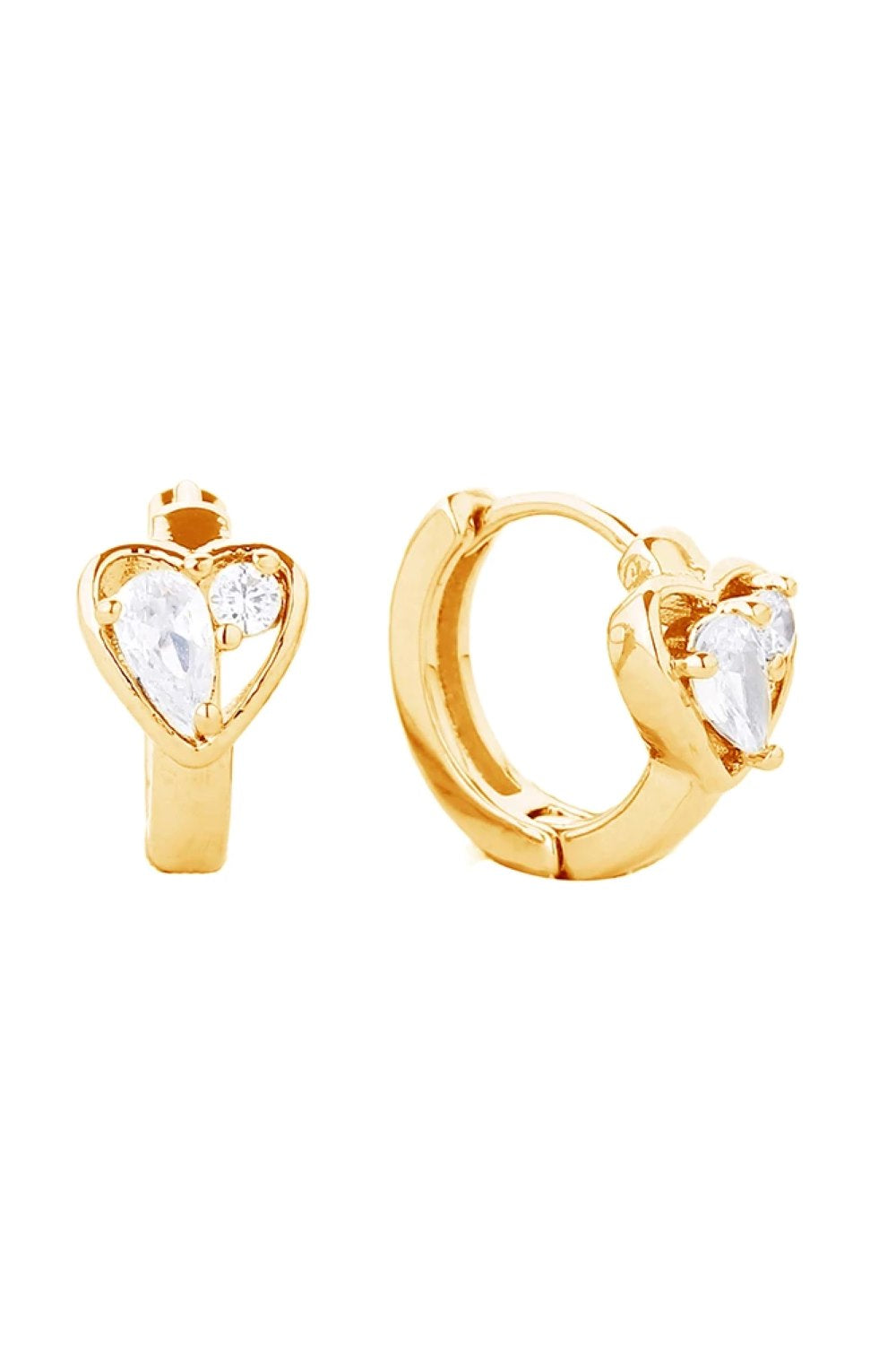 14K Dipped Huggie Hoop Cz Paved