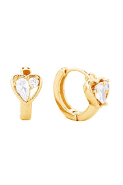 14K Dipped Huggie Hoop Cz Paved