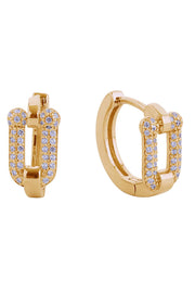 Elegant 14K Huggie Hoop Cz Paved Earring