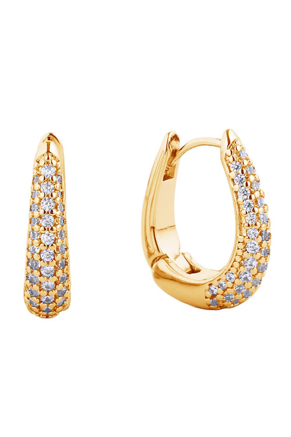 Versatile 14K Dipped Huggie Hoop Cz Paved Earring