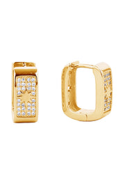 Stunning 14K Dipped Huggie Hoop Cz Paved Earring